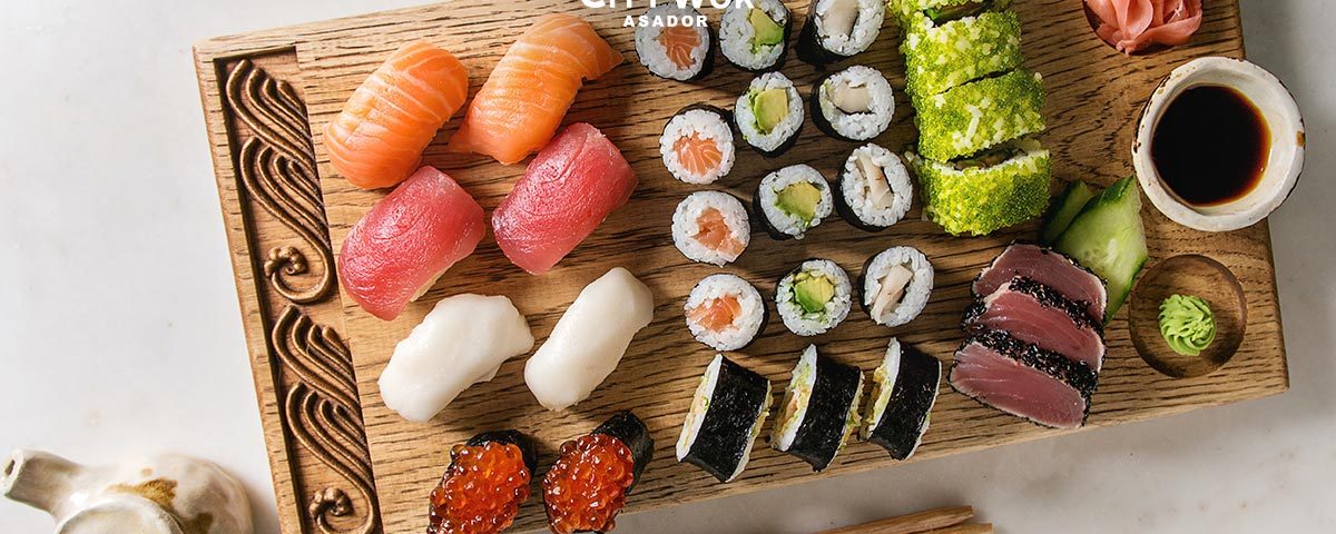 Variedades de sushi en Asador City Wok